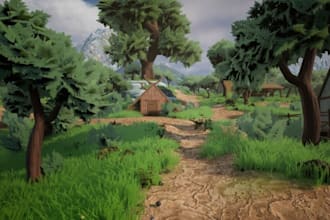 modular stylized 3d game environment, medieval village kit for unreal engine