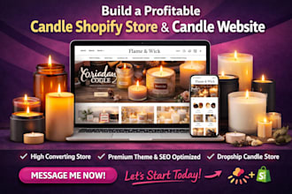 design candle shopify store candle website lighting store candle label design