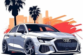 draw cartoon vector car or automotive illustration