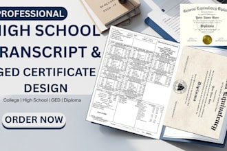 design high school transcript, college transcript, ged and diploma certificate