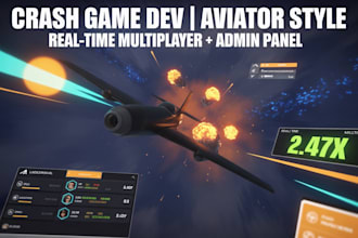 develop crash game, aviator style game, realtime multiplayer game admin panel
