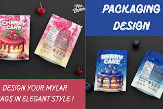 design labels for milk, tea, coffee, mylar bags, bottles and fast food packaging