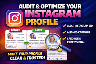audit and optimize your instagram social media profile page with caption and bio