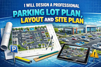 design a professional parking lot plan, layout and site plan