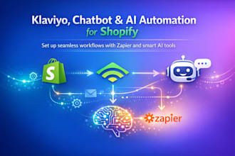 set up klaviyo automation, ai chatbot and zapier run an automated shopify store