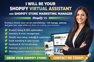 be your shopify virtual assistant and shopify store marketing manager shopify VA