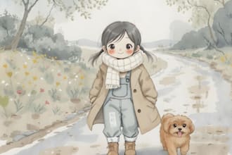 design children book cover, be your watercolor children picture book illustrator
