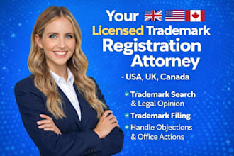 be your licensed trademark attorney, register brand in USA trademark filing, sou