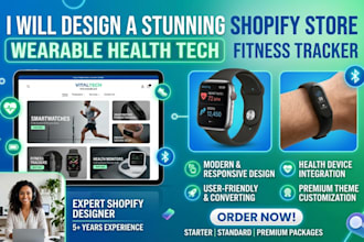 design wearable health tech products store fitness tracker shopify store