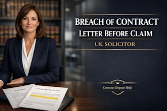 draft a legal letter before action for breach of contract disputes