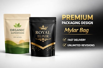 design premium mylar bag packaging and food pouch design