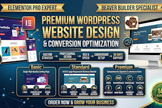 design responsive wordpress website with beaver builder or elementor pro