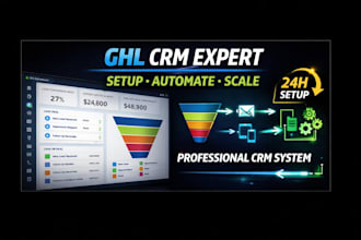 setup ghl CRM system with automation workflows and sales funnel setup