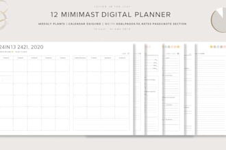design etsy digital journal, lookbook, catalog, flipbook, planner, calendar