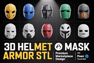 design custom 3d cosplay helmet mask armor stl for printing