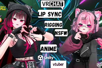 model 3d anime vrc avatar, nsfw vrchat avatar, furry vtuber model, animaze setup