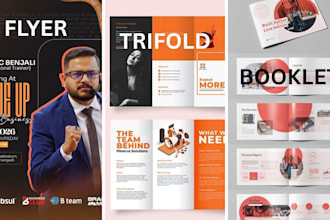 design modern flyer, bi fold, tri fold brochure or booklet company profile epk