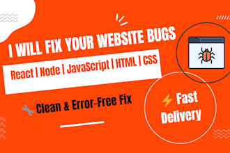 fix bugs in HTML CSS javascript react node and express apps
