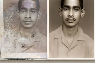 professionally retouch, restore old photos and remove background