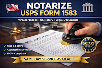 notarize form usps 1583 for virtual mailbox notarize legal document, US notary
