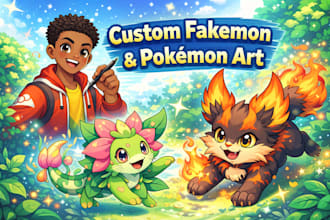 draw custom pokemon or fakemon doodle art fakemon anime pokemon trainer