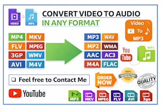 convert video to mp3 for you in 1 hours