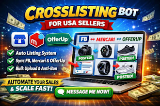 create facebook marketplace crosslisting bot for USA mercari offerup sellers