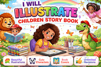illustrate children story book, kids book illustration, cartoon art