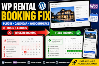 fix wp rental booking plugin, woocommerce, calendar and reservation issues