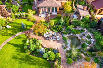 do backyard landscape design, patio, outdoor living space, front yard design