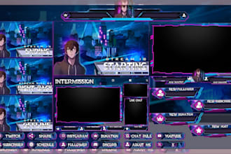 design twitch overlay animated stream graphics webcam vtuber package obs panels
