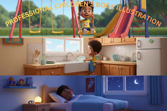 create children story book 3d children book illustration for KDP