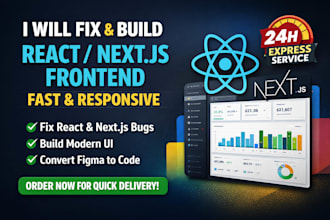 fix react js bugs, build responsive frontend