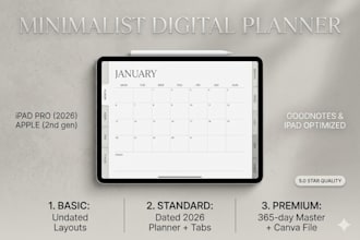 design a minimalist hyperlinked digital planner for goodnotes and ipad