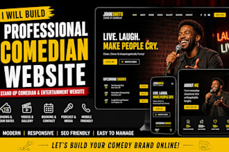 build professional comedian website, stand up comedian, entertainment website