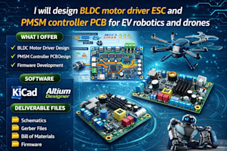 design bldc motor driver esc and pmsm controller pcb for ev robotics and drones