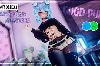 create custom vrchat avatar, vr character, vrc avatar, furry avatar commission