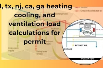 fl, tx, nj, ca, ga heating cooling, and ventilation load calculations for permit