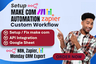 setup  make com automation ,make com , made com, zapier , n8n ,api intergration