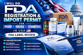 fda registration import permit for food, drug cosmetics in USA, fda label review
