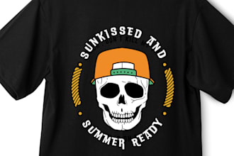 design trendy skull summer t shirt or sticker for print on