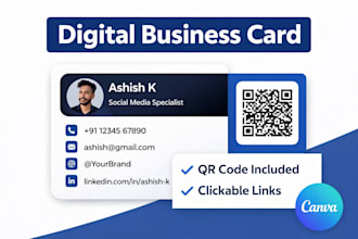 design digital business card with qr code and clickable link