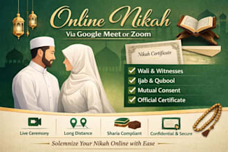conduct online islamic nikah with official documentation for muslim marriage