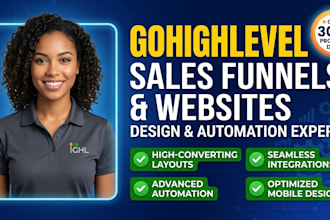 build gohighlevel sales funnel, ghl landing page, ghl website expert