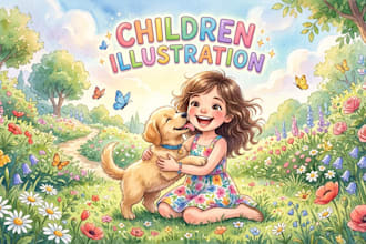 draw children story book, kids book illustration, picture book illustration