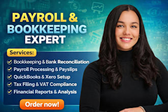 bookkeeping, payroll, tax and accounting in quickbooks and xero