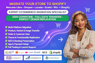 migrate mercado libre shopee lazada ecwid wix website to shopify store migration