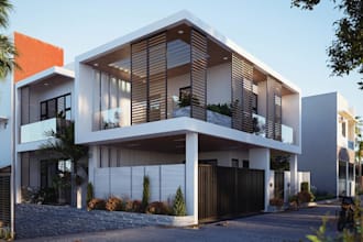 remodel luxury villa exterior, rooftop house design, outdoor terrace rendering