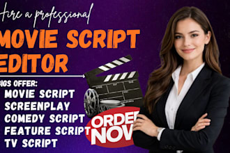 write and edit movie script, screenplay, film script, screenwriting, tv script