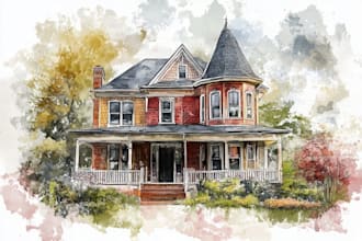 paint watercolor house portrait
